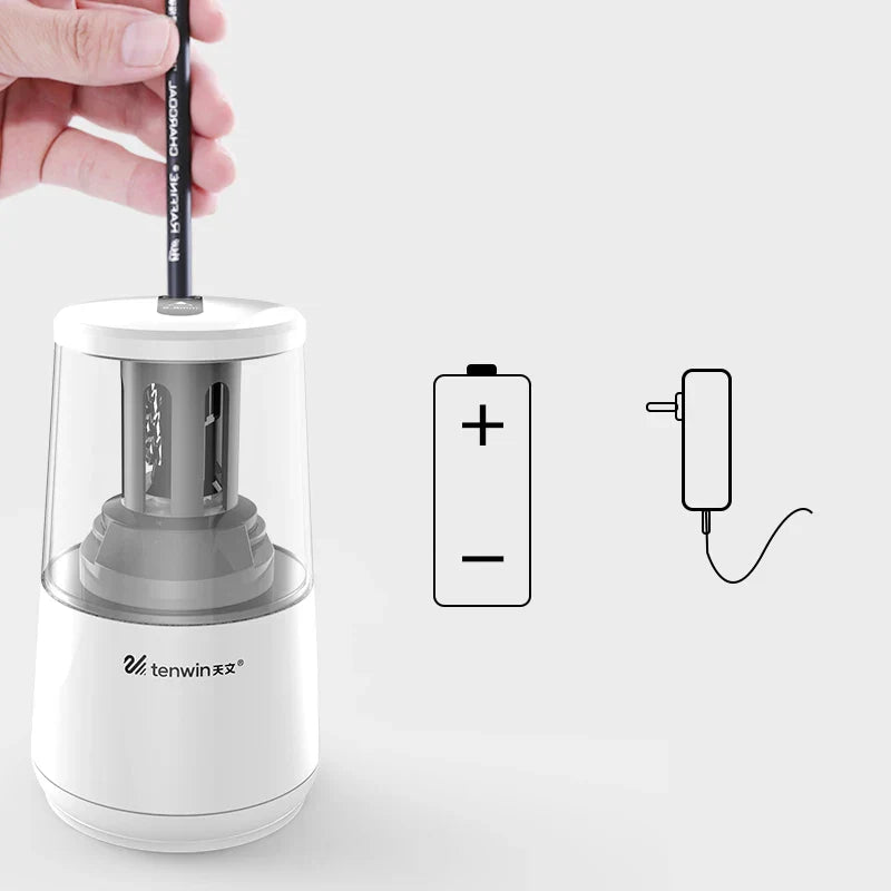 HKM-379795 Heavy-Duty Electric Pencil Sharpener with Helical Steel Blade for USB, AC, or Battery Operation