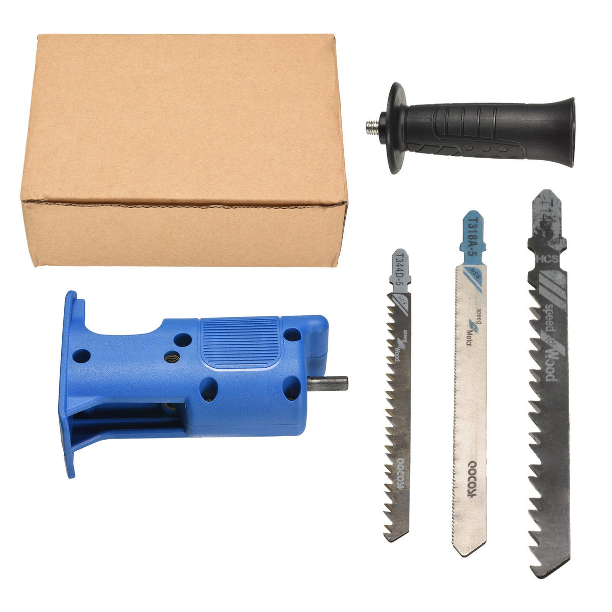 HKM-379859 Compact Electric Reciprocating Saw with 3 Saw Blades for Wood and Metal Cutting