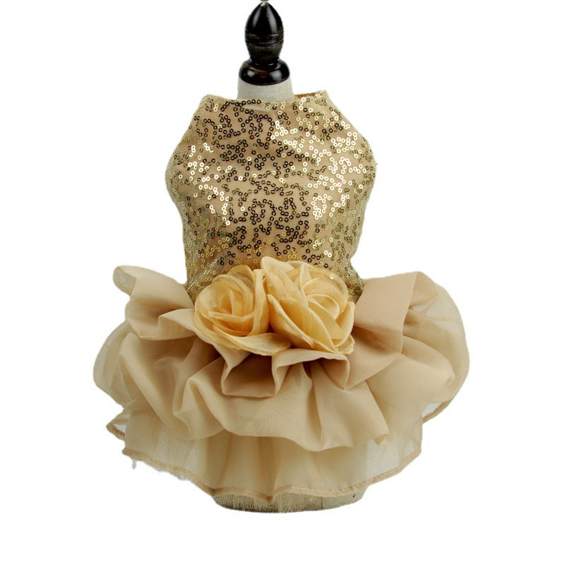 HKM-3798717 Elegant Pet Wedding Dress in Black, Gray or Gold ¨C Sizes XS to XL, Made of Polyester