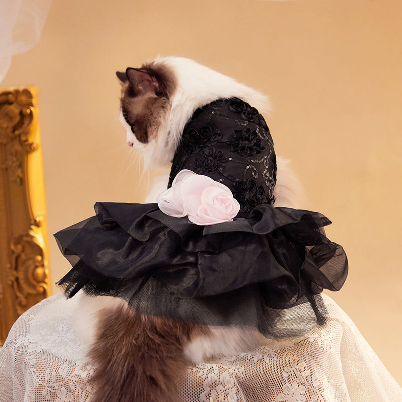 HKM-3798717 Elegant Pet Wedding Dress in Black, Gray or Gold ¨C Sizes XS to XL, Made of Polyester