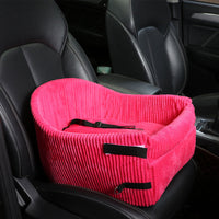 HKM-3800381 Portable Pet Car Seat Armrest for Travel - Available in Brown, Rose Red, Black, and Dark Red Cloth