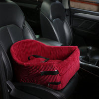 HKM-3800381 Portable Pet Car Seat Armrest for Travel - Available in Brown, Rose Red, Black, and Dark Red Cloth