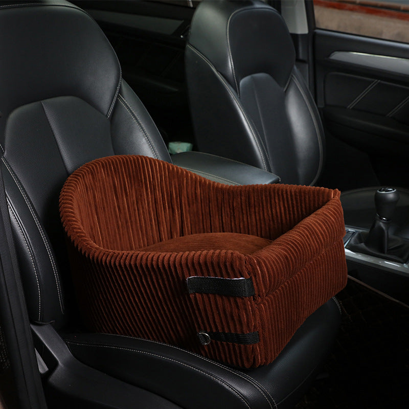 HKM-3800381 Portable Pet Car Seat Armrest for Travel - Available in Brown, Rose Red, Black, and Dark Red Cloth