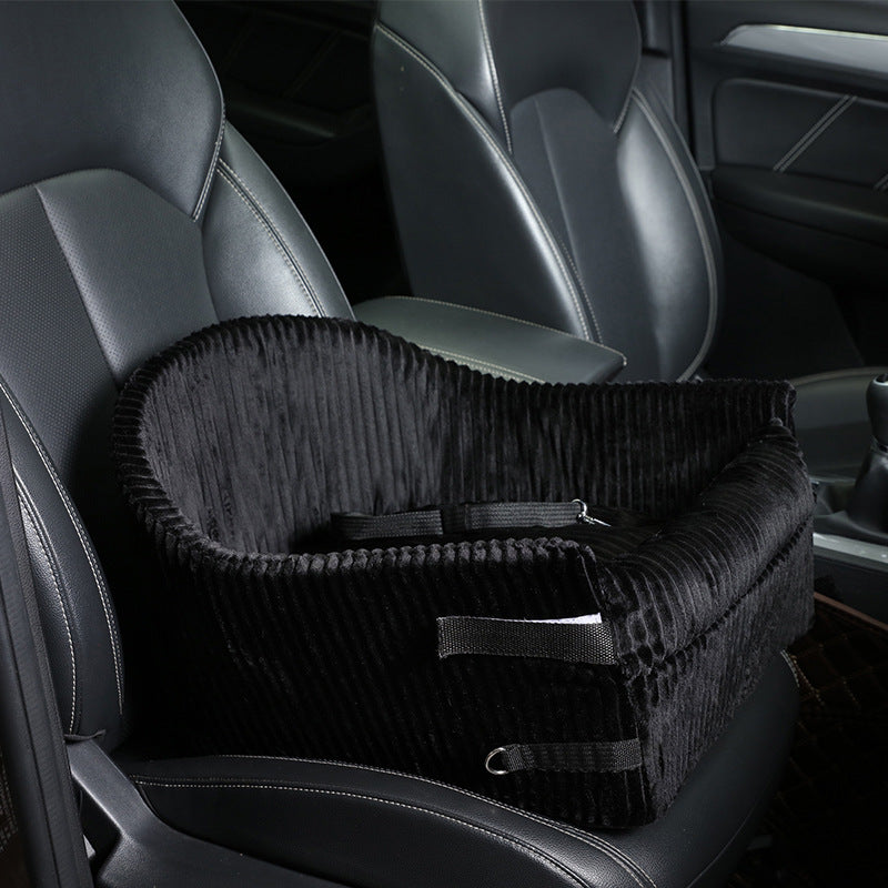 HKM-3800381 Portable Pet Car Seat Armrest for Travel - Available in Brown, Rose Red, Black, and Dark Red Cloth