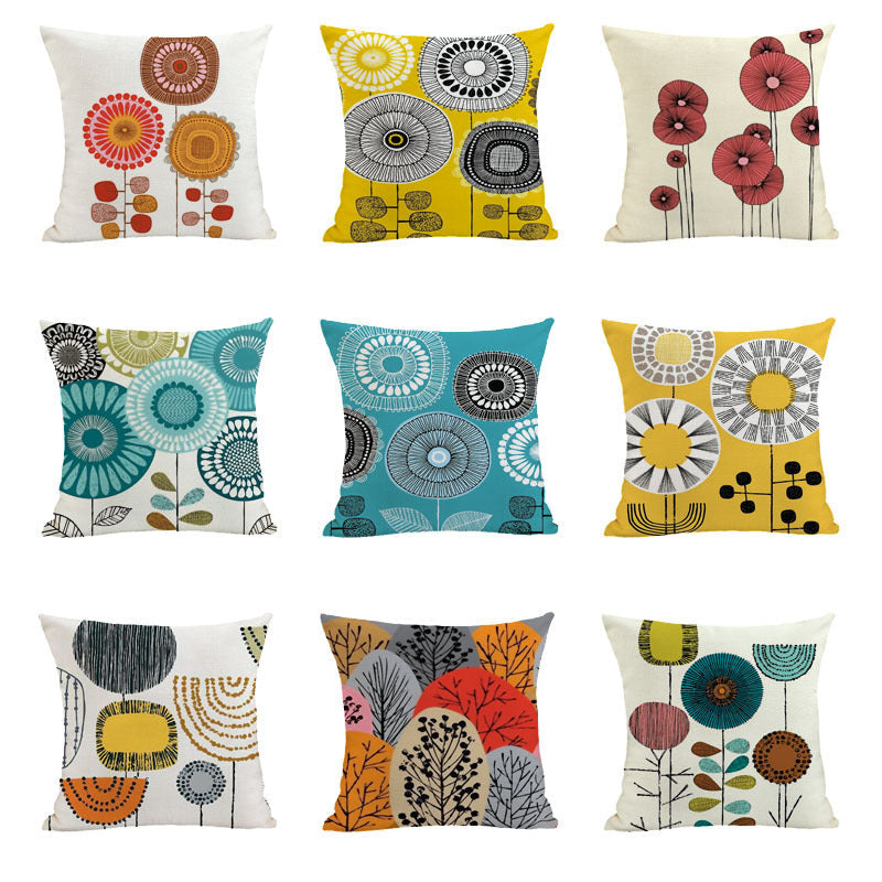 HKM-380051 Geometric Abstract Linen and Cotton Throw Pillow Cover - 45x45cm