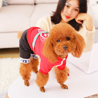 HKM-3800765 Red and Black Four-Legged Cotton and Fleece Sweaters for Small Dogs