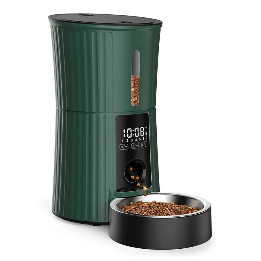 HKM-380115 4L Smart Automatic Pet Feeder with Dual Power, Voice Recorder, and Timed Dispensing for Small Animals