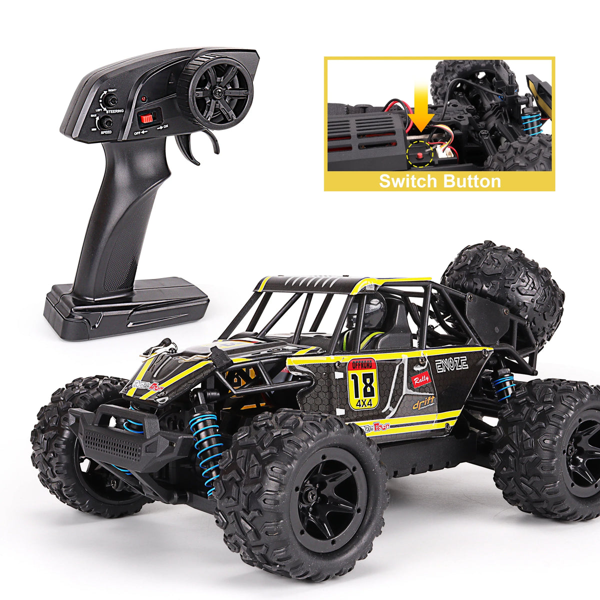 HKM-380179 1:18 Scale Waterproof Remote Control Car with High Speed up to 60km/h, 2.4GHz Control, USB Charging, Indoor/Outdoor Use