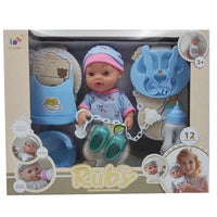 HKM-380307 12-Inch Soft Silicone Baby Doll with Diaper, Bottle, and Accessories for Ages 2-7