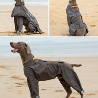 HKM-3803709 Waterproof Four-Legged Raincoat for Medium to Large Dogs in Dark Khaki and Dark Blue