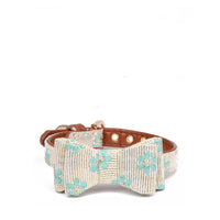 HKM-3804093 Floral Pattern Dog Bow Collar in Yellow, Pink, Blue, and Green with Adjustable Sizes