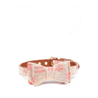HKM-3804093 Floral Pattern Dog Bow Collar in Yellow, Pink, Blue, and Green with Adjustable Sizes