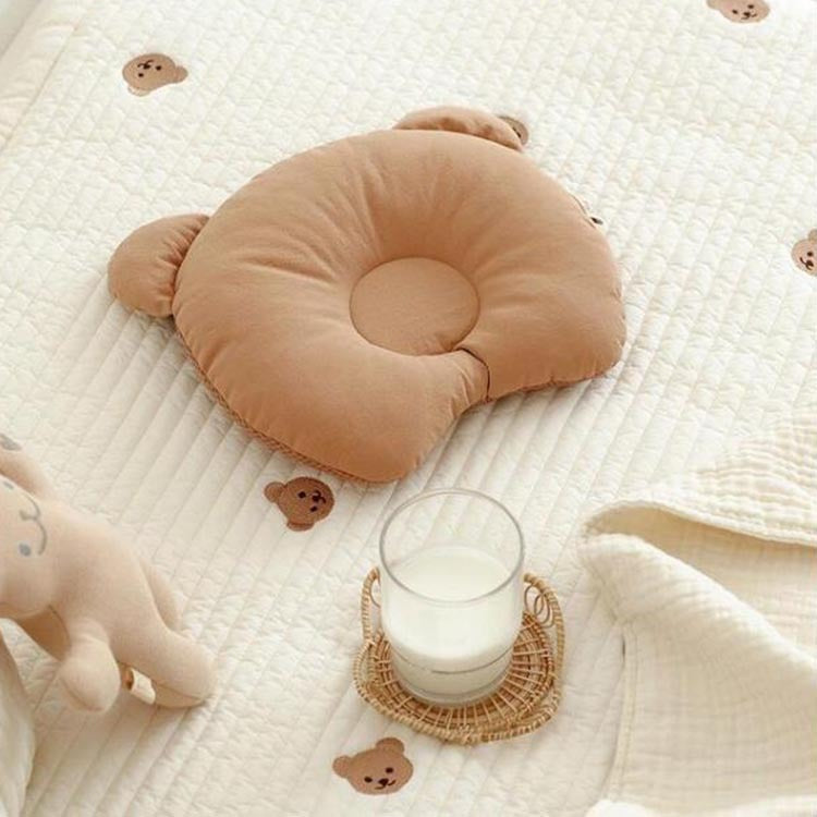 HKM-380499 Baby Bear Ear Pillow for Infants – Breathable Cotton Headrest for Correct Head Shape