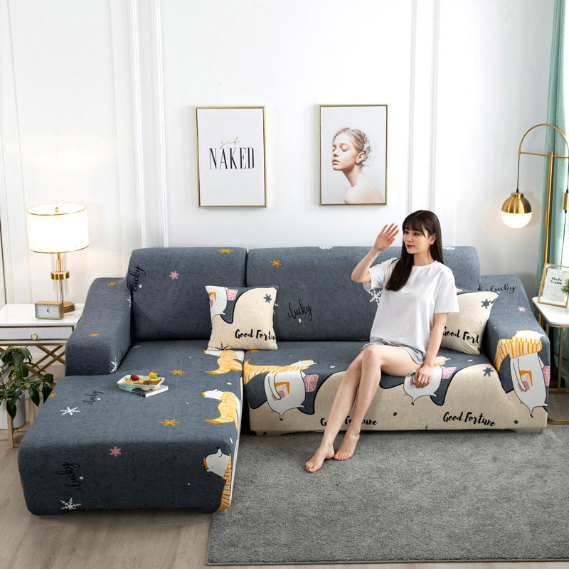 HKM-380563 Universal European-Style Stretch Sofa Cover for Modular Sofas, All-Season, Cartoon/Anime Patterns, Polyester Fiber