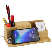 HKM-380563 Wireless Charging Pen Holder in Simple Style - Phoebe Material, Multi-functional Desk Organizer