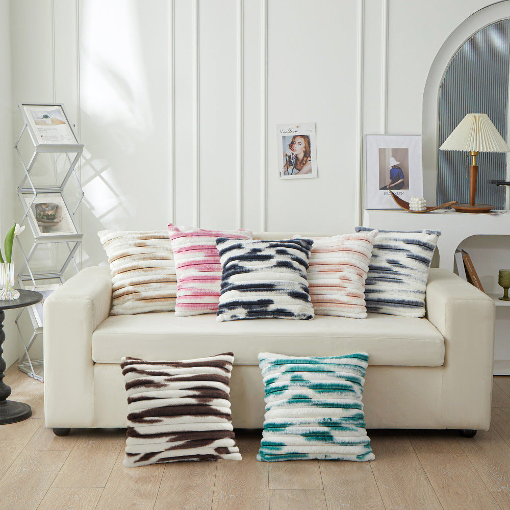 HKM-380627 Geometric Striped Square Pillow Cover - Tie-Dyed in Multiple Colors, 45x45cm