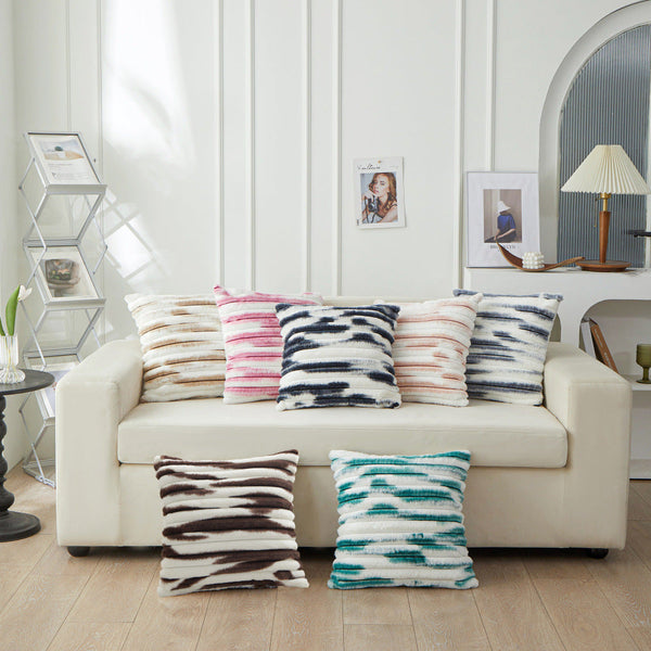 HKM-380627 Geometric Striped Square Pillow Cover - Tie-Dyed in Multiple Colors, 45x45cm