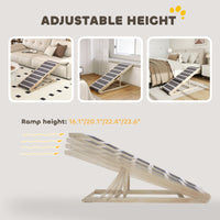 HKM-3807549 Foldable Dog Ramp with Adjustable Heights for Couch and Car Access - Non-Slip Surface, Durable Pine Wood Frame