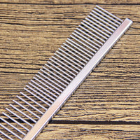HKM-3807677 Dual Purpose Stainless Steel Pet Grooming Comb - 16.5cm Length, Suitable for Dense and Sparse Fur