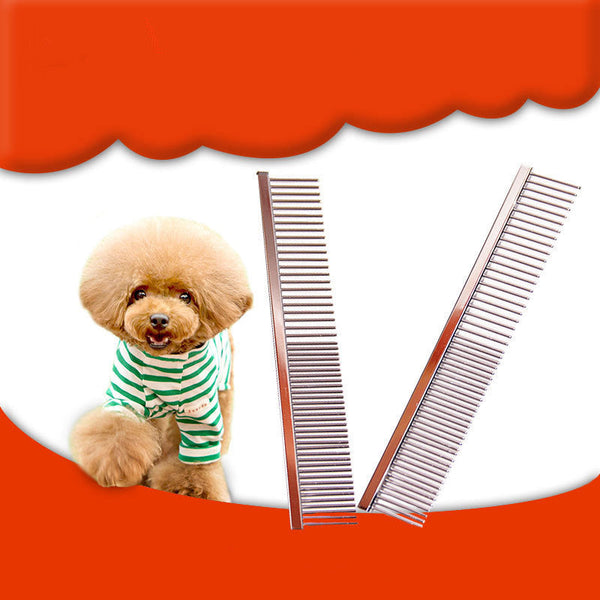 HKM-3807677 Dual Purpose Stainless Steel Pet Grooming Comb - 16.5cm Length, Suitable for Dense and Sparse Fur