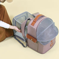 HKM-3808317 Expandable Large Capacity Cat Backpack - Breathable Nylon Design for Pets up to 9kg - Available in Pink, Gray, Milky White, and Blue