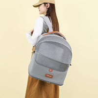 HKM-3808317 Expandable Large Capacity Cat Backpack - Breathable Nylon Design for Pets up to 9kg - Available in Pink, Gray, Milky White, and Blue