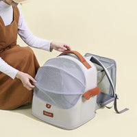HKM-3808317 Expandable Large Capacity Cat Backpack - Breathable Nylon Design for Pets up to 9kg - Available in Pink, Gray, Milky White, and Blue