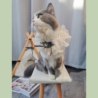 HKM-3809469 Cute Lace Bib for Small to Large Dogs and Cats in Beige, Pink, Apricot, and Malachite Green