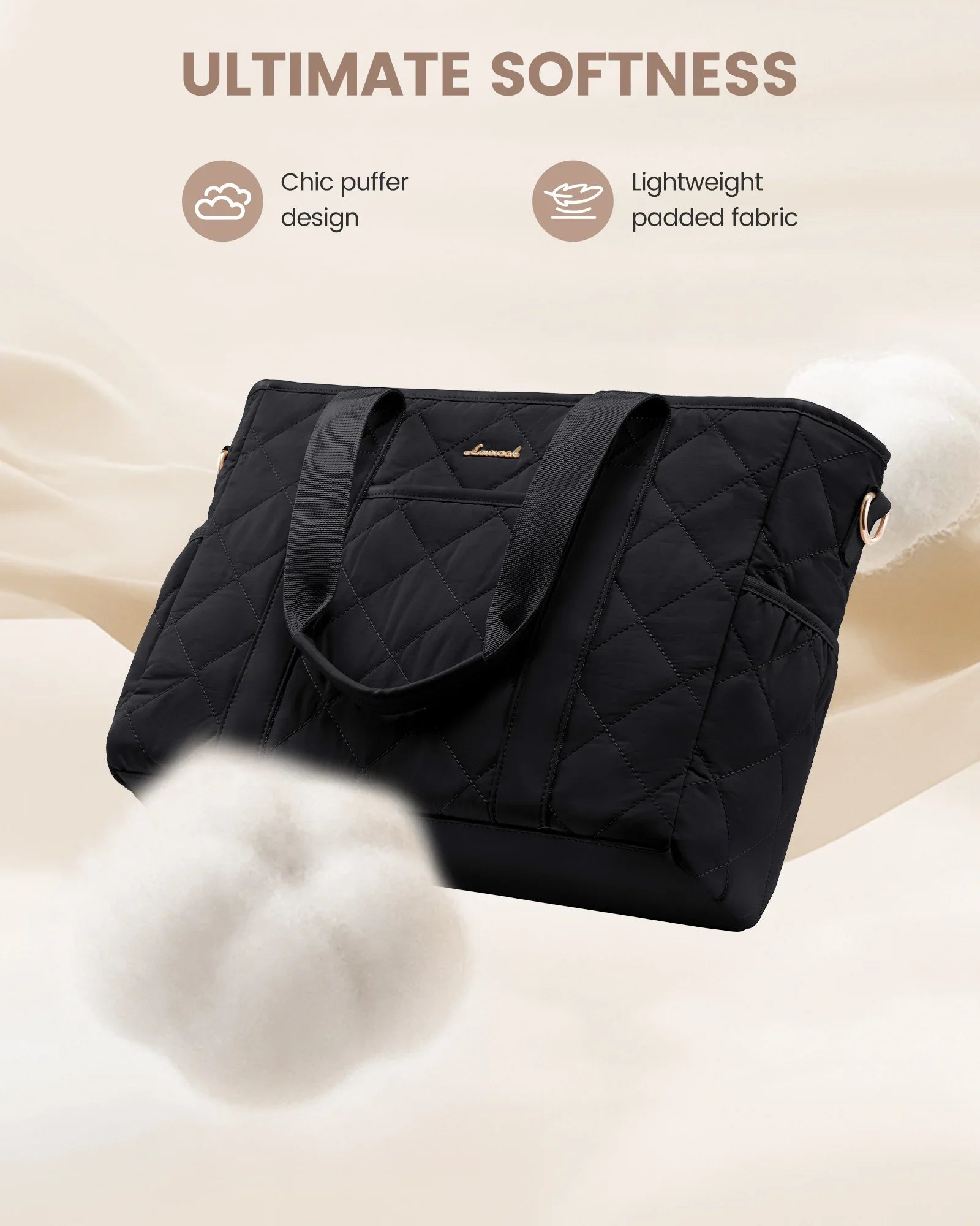 HKM-381203 Quilted Laptop Tote Bag for Women - 15.6 to 17 Inch Capacity, Stylish and Spacious Work Purse