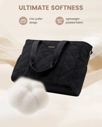 HKM-381203 Quilted Laptop Tote Bag for Women - 15.6 to 17 Inch Capacity, Stylish and Spacious Work Purse