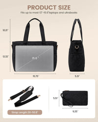 HKM-381203 Quilted Laptop Tote Bag for Women - 15.6 to 17 Inch Capacity, Stylish and Spacious Work Purse