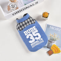 HKM-3812413 Teddy Pet Plaid Vest Jacket for Autumn and Winter - Comfortable Pressed Cotton in Blue, Red, and Green Sizes XS to 8L
