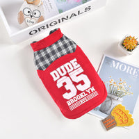 HKM-3812413 Teddy Pet Plaid Vest Jacket for Autumn and Winter - Comfortable Pressed Cotton in Blue, Red, and Green Sizes XS to 8L