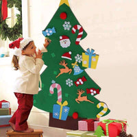 HKM-381267 DIY Felt Christmas Tree Kit with 32 Decorations for Kids' Creative Play