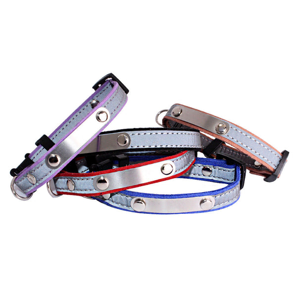 HKM-3813821 Light-Reflecting Monochrome Pet Collar for Cats - Safety Design in Brown, Black, Red, Purple, Dark Blue