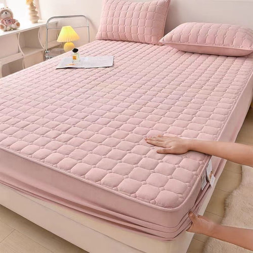 HKM-381459 Thick Dustproof Non-slip Quilted Fitted Sheet for All Seasons - Multiple Sizes Available