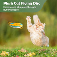 HKM-3815101 Interactive Cat Flying Disc Toy with Soft Plush, Catnip, and Mylar Crinkle Sound for Indoor Cats and Kittens