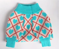 HKM-3815613 Warm Stretchy Dog Sweater with Diamond Heart Jacquard Design for Pugs, Bulldogs, and Bichons