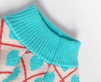 HKM-3815613 Warm Stretchy Dog Sweater with Diamond Heart Jacquard Design for Pugs, Bulldogs, and Bichons