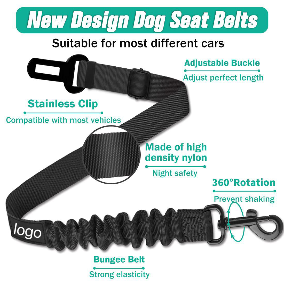 HKM-3817405 Adjustable Pet Seat Belt with Hand Holding Rope for Car Travel