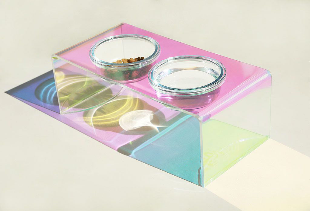 HKM-3817789 Dazzling Acrylic Pet Feeding Bowl for Small Dogs and Cats, Anti-Slip Design, Easy to Clean