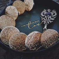 HKM-381779 Vintage Round Ceramic Tile Seal with Fire Pattern - 3 cm Diameter for Envelopes and Invitations
