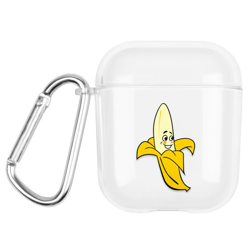 HKM-381843 Transparent Cartoon Hard Shell Case for Apple AirPods (1st & 2nd Generation) - Fun Graffiti Designs