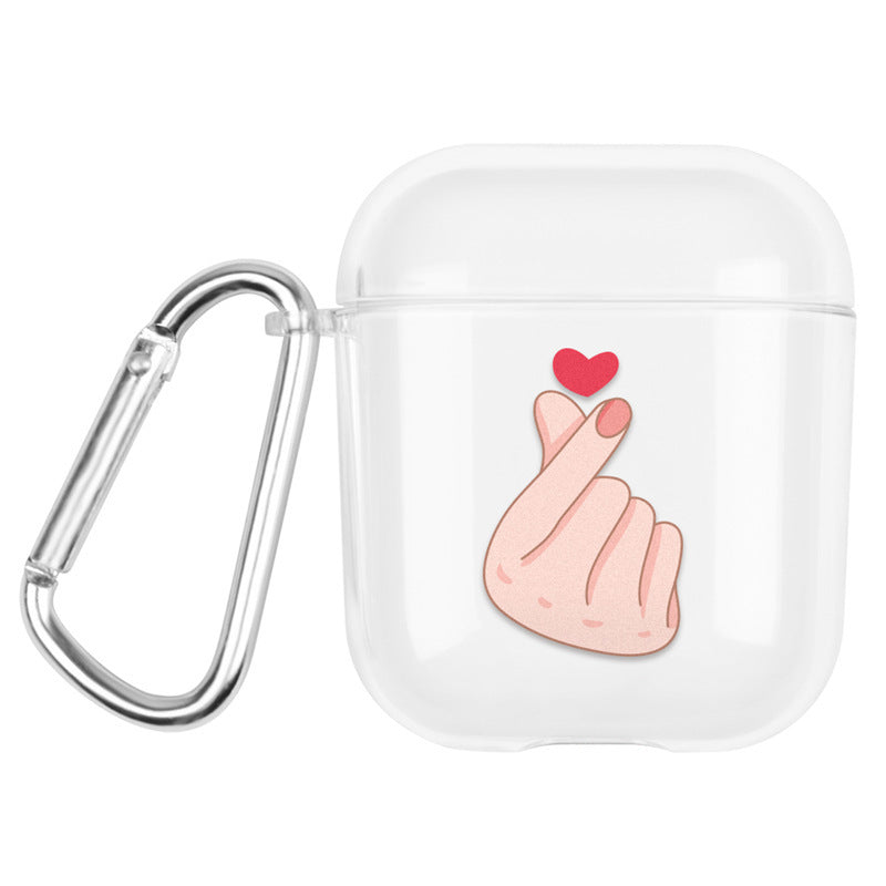 HKM-381843 Transparent Cartoon Hard Shell Case for Apple AirPods (1st & 2nd Generation) - Fun Graffiti Designs