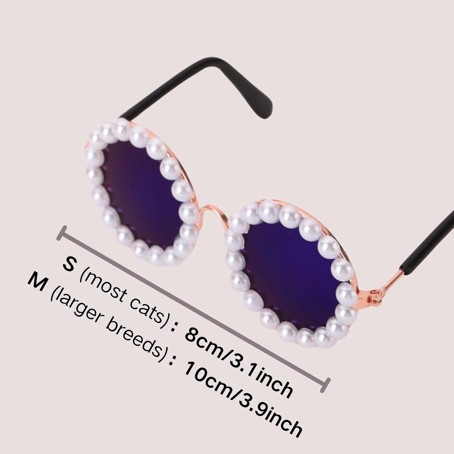 HKM-3820861 Pearl-Rimmed Round Sunglasses for Cats and Dogs - Stylish Costume Accessory for Parties and Celebrations