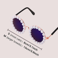 HKM-3820861 Pearl-Rimmed Round Sunglasses for Cats and Dogs - Stylish Costume Accessory for Parties and Celebrations