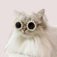 HKM-3820861 Pearl-Rimmed Round Sunglasses for Cats and Dogs - Stylish Costume Accessory for Parties and Celebrations