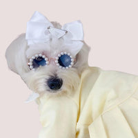 HKM-3820861 Pearl-Rimmed Round Sunglasses for Cats and Dogs - Stylish Costume Accessory for Parties and Celebrations