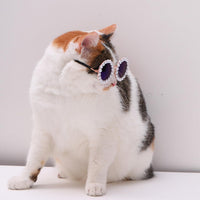 HKM-3820861 Pearl-Rimmed Round Sunglasses for Cats and Dogs - Stylish Costume Accessory for Parties and Celebrations