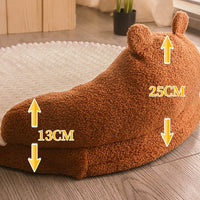 HKM-3821629 Cozy Flannel and Fleece Cat Nest Bed Mat for Pets - Dinosaur & Bear Styles, 53x53x23cm, for Cats up to 7.5kg